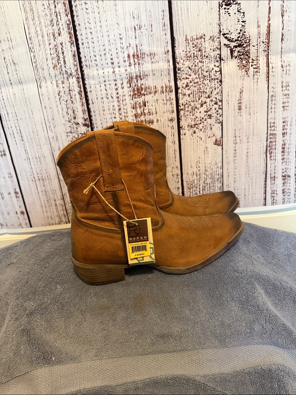 Roper Brown Western Ankle Leather Booties